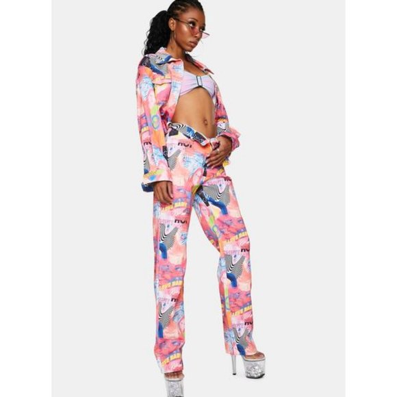 Elsie & Fred NWT 'Elsie Empower Print' Graphic Baggy Denim Jeans Size M - Picture 6 of 16